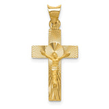 14k Polished Satin and Diamond-cut Crucifix Pendant K5540