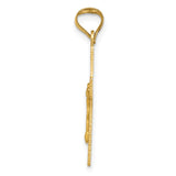 14k Polished Satin and Diamond-cut Crucifix Pendant K5540