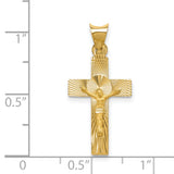14k Polished Satin and Diamond-cut Crucifix Pendant K5540