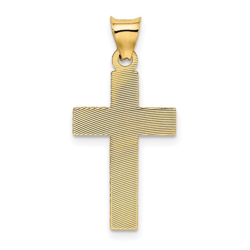14k Polished Satin and Diamond-cut Crucifix Pendant K5540