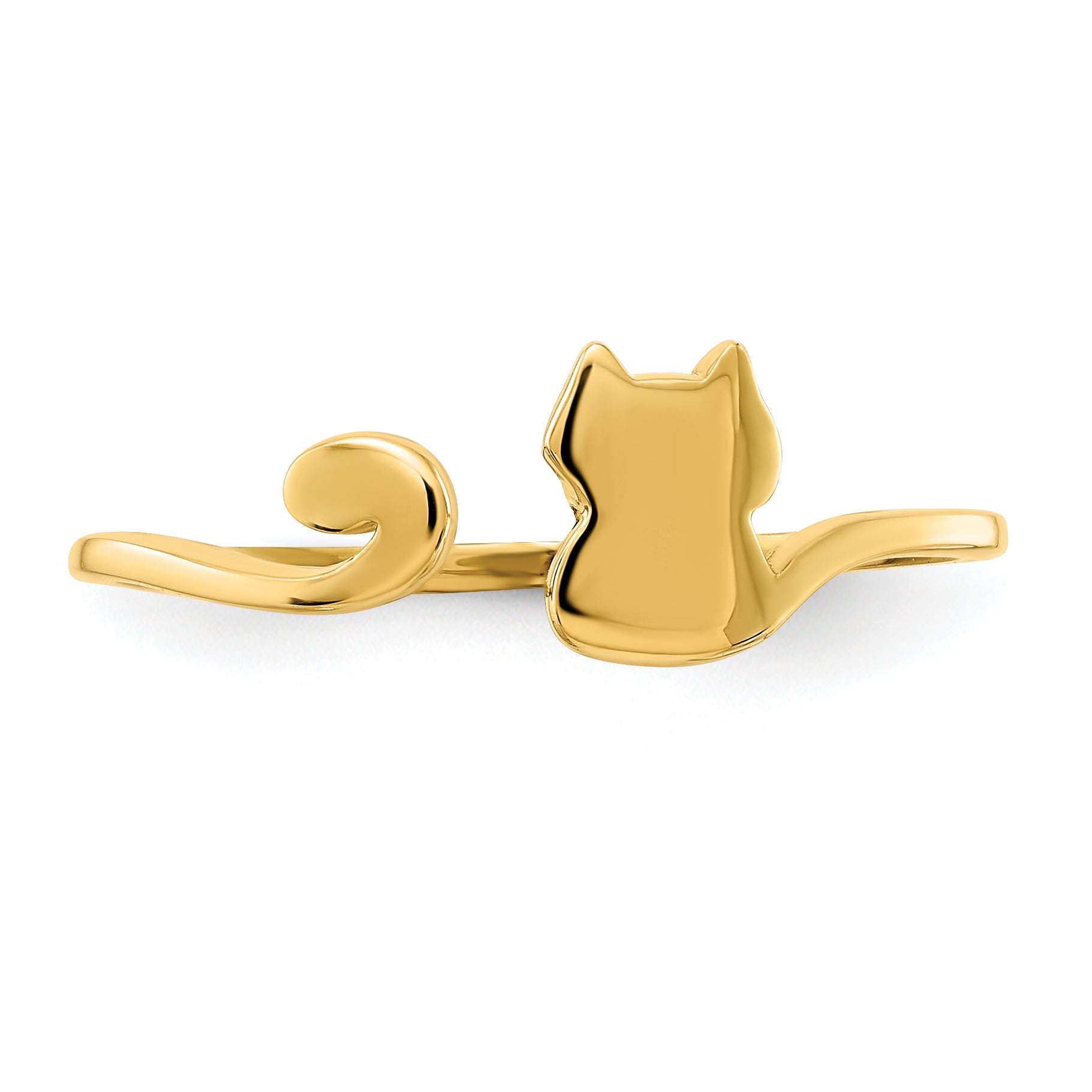 14k Polished Cat Adjustable Cuff Ring R639