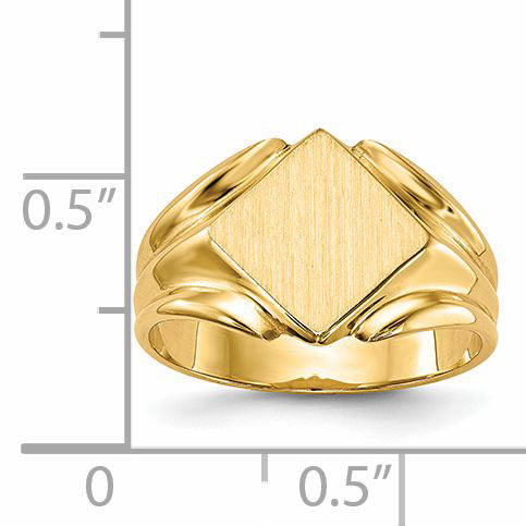 14k 11.5x11.5mm Closed Back Signet Ring RS524