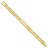 14k Polished Solid 10.0mm Nugget 38x10mm Plate 7 inch ID Bracelet NUGID10