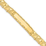14k Polished Solid 10.0mm Nugget 38x10mm Plate 7 inch ID Bracelet NUGID10