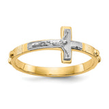 14K Two-tone Crucifix Rosary Ring K3967