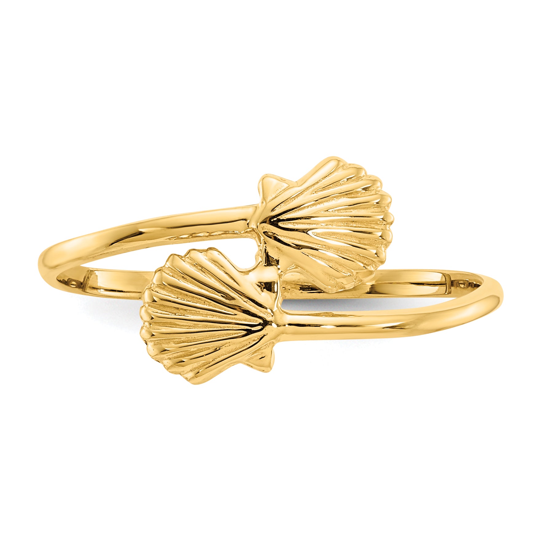 14k Polished Shells Bypass Ring K5758
