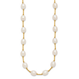 14k 7-8mm White Rice Freshwater Cultured Pearl Beaded 18 inch Necklace XF558