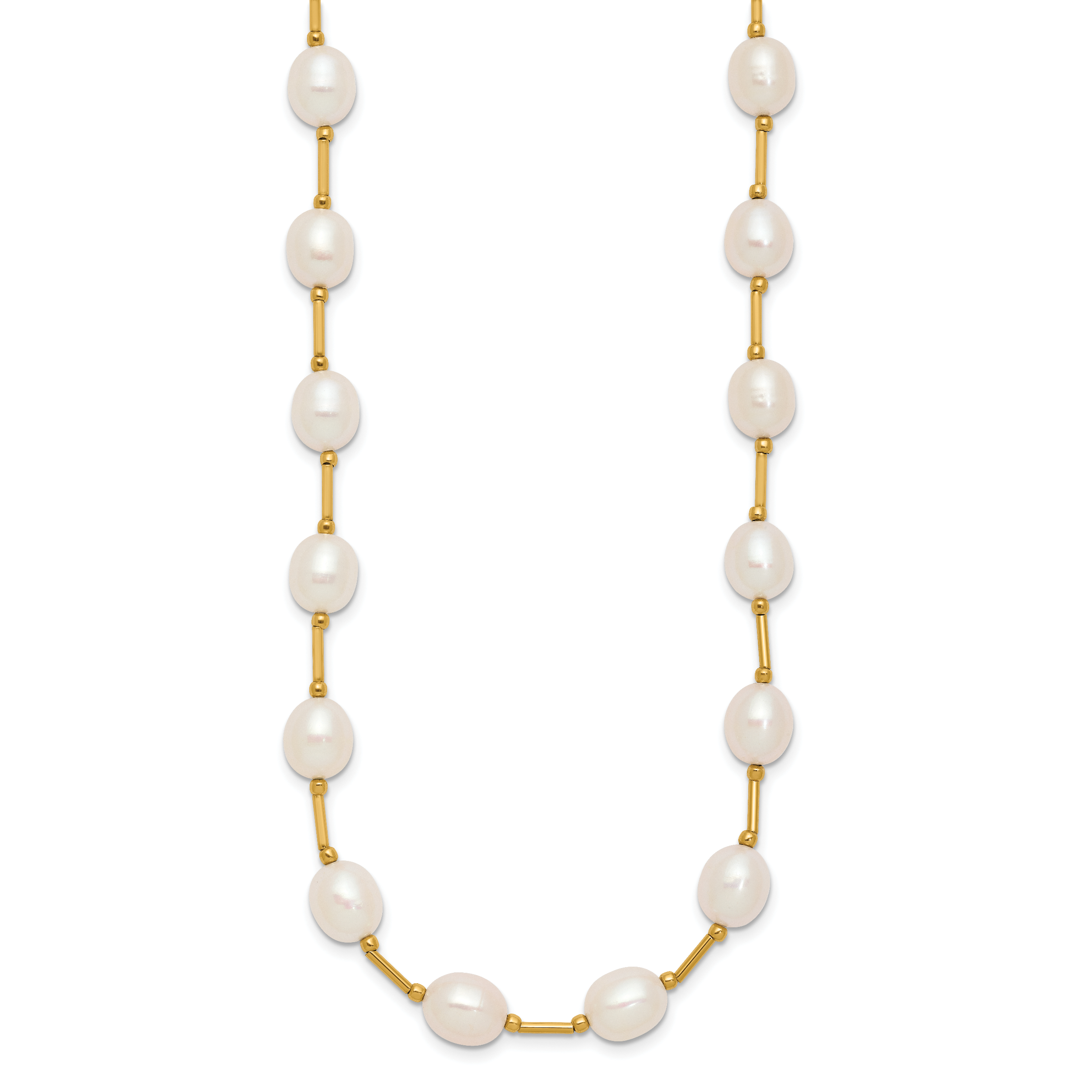 14k 7-8mm White Rice Freshwater Cultured Pearl Beaded 18 inch Necklace XF558