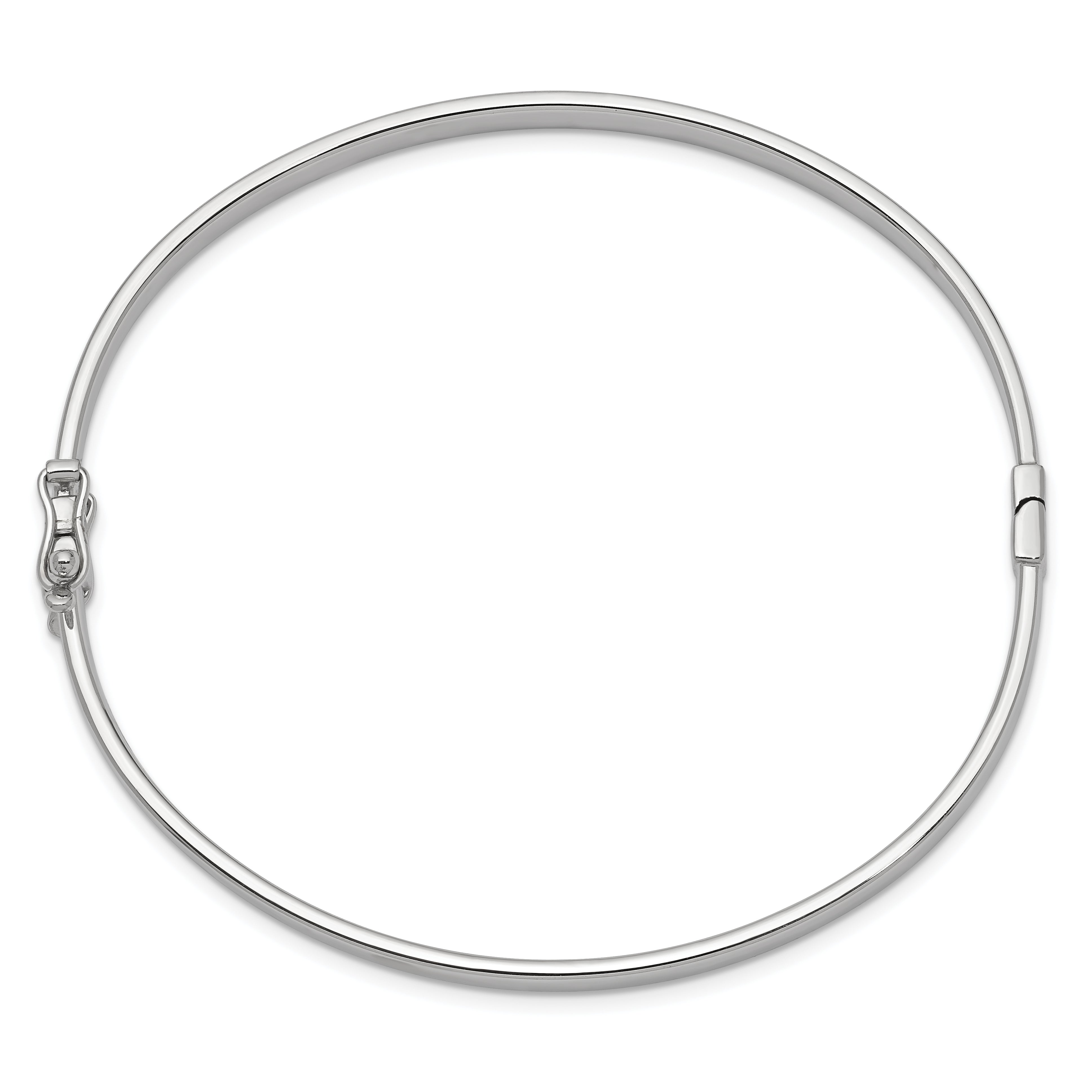 14k White Gold Polished 4.00mm Hinged Oval Bangle Bracelet DB499