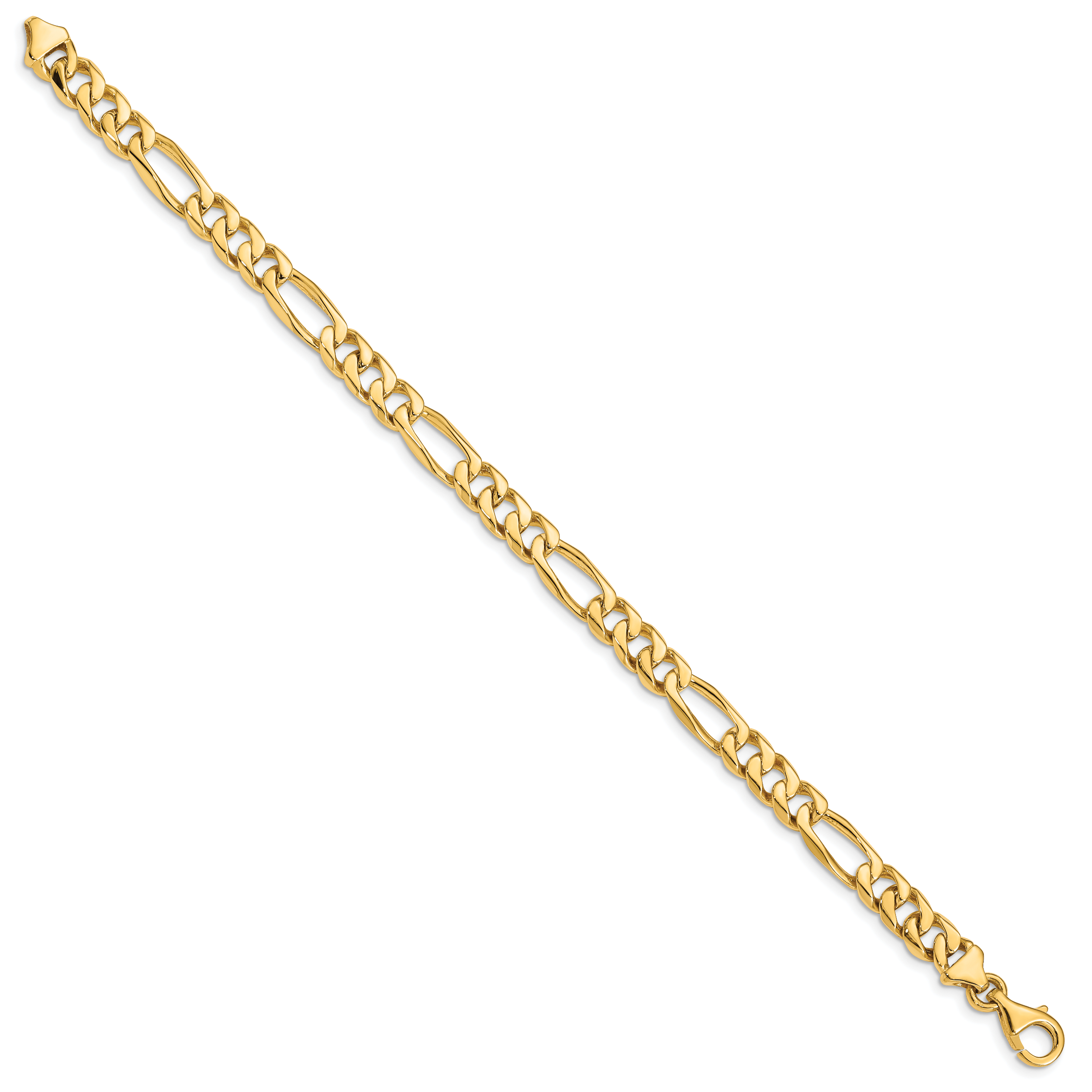 14K 18 inch 7mm Hand Polished Figaro Link with Fancy Lobster Clasp Chain LK107