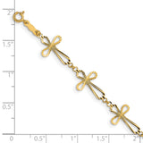 14K Diamond-cut Open Cross 7.5 inch Bracelet FB1457