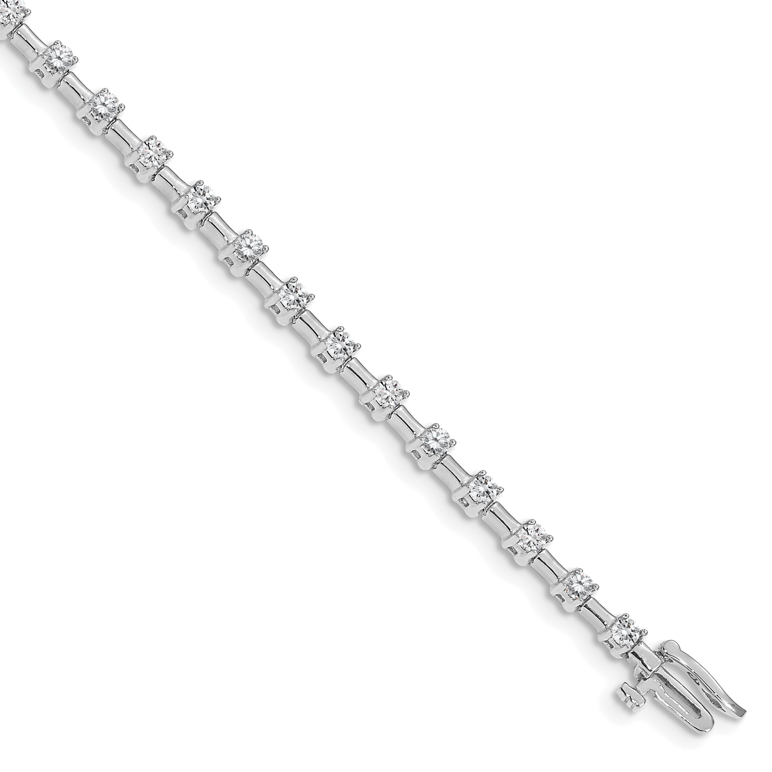 14k White Gold Complete 2 carat Round AAA Diamond Bar Link 7 inch Tennis Bracelet X636WAAA