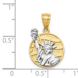 14k Two-tone Lady Liberty on American Flag Disk Pendant C3079