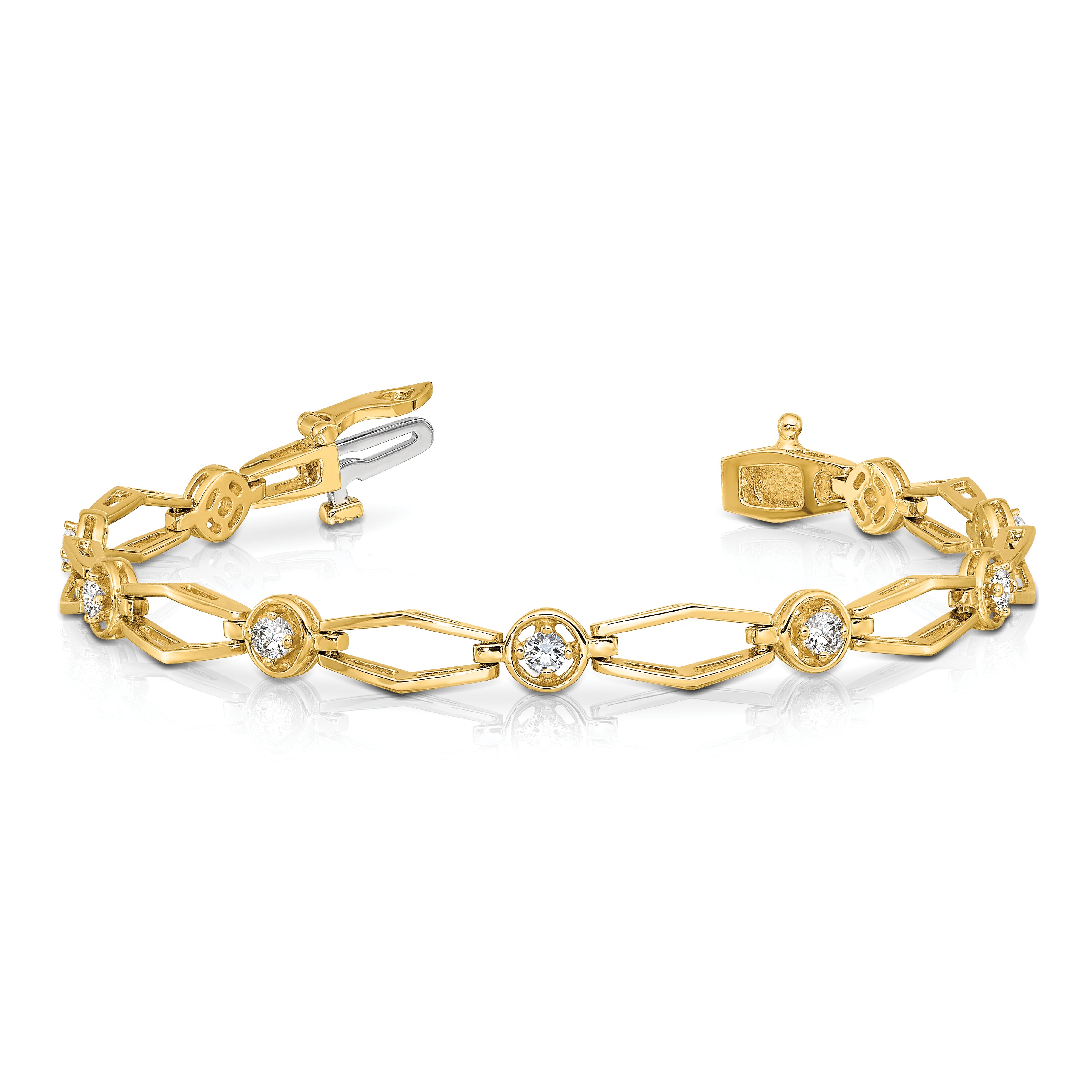 14k Complete 3/4 carat Round VS Diamond Fancy Link 7 inch Bracelet X789VS