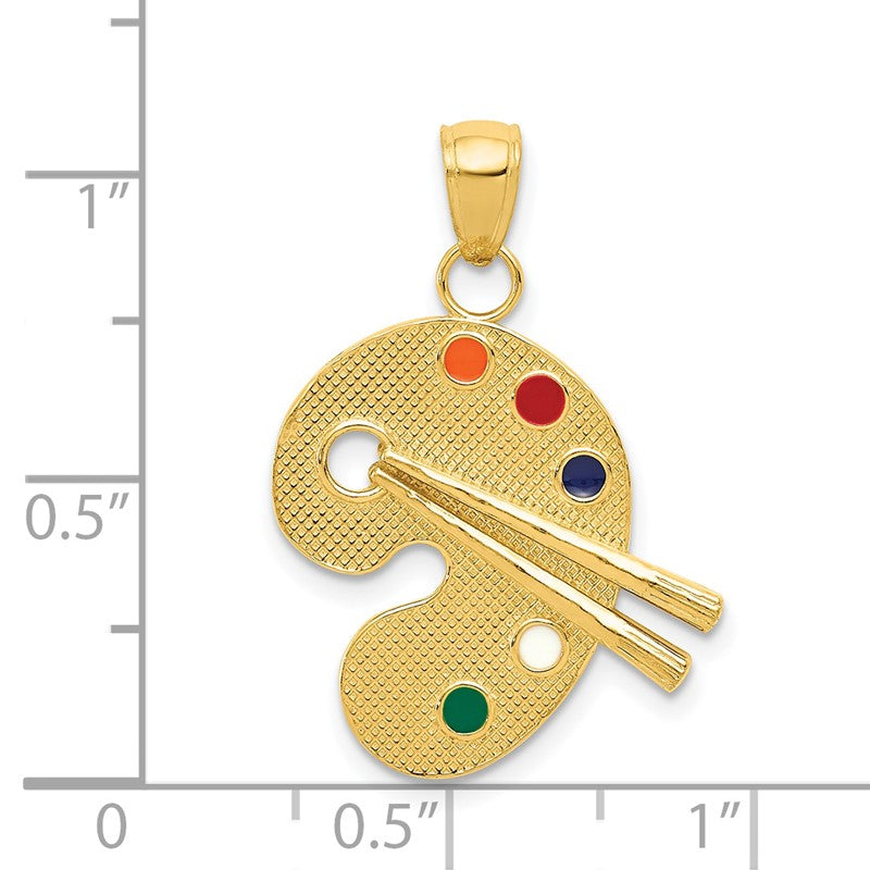 14k Multi-color Enameled Artist Palette Charm K1792