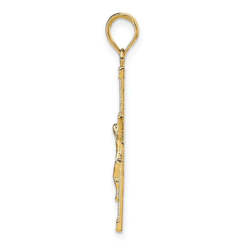 14K Diamond-cut Fancy Tipped Crucifix Pendant C4350
