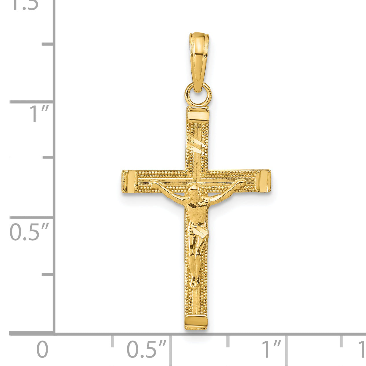 14K Diamond-cut Fancy Tipped Crucifix Pendant C4350