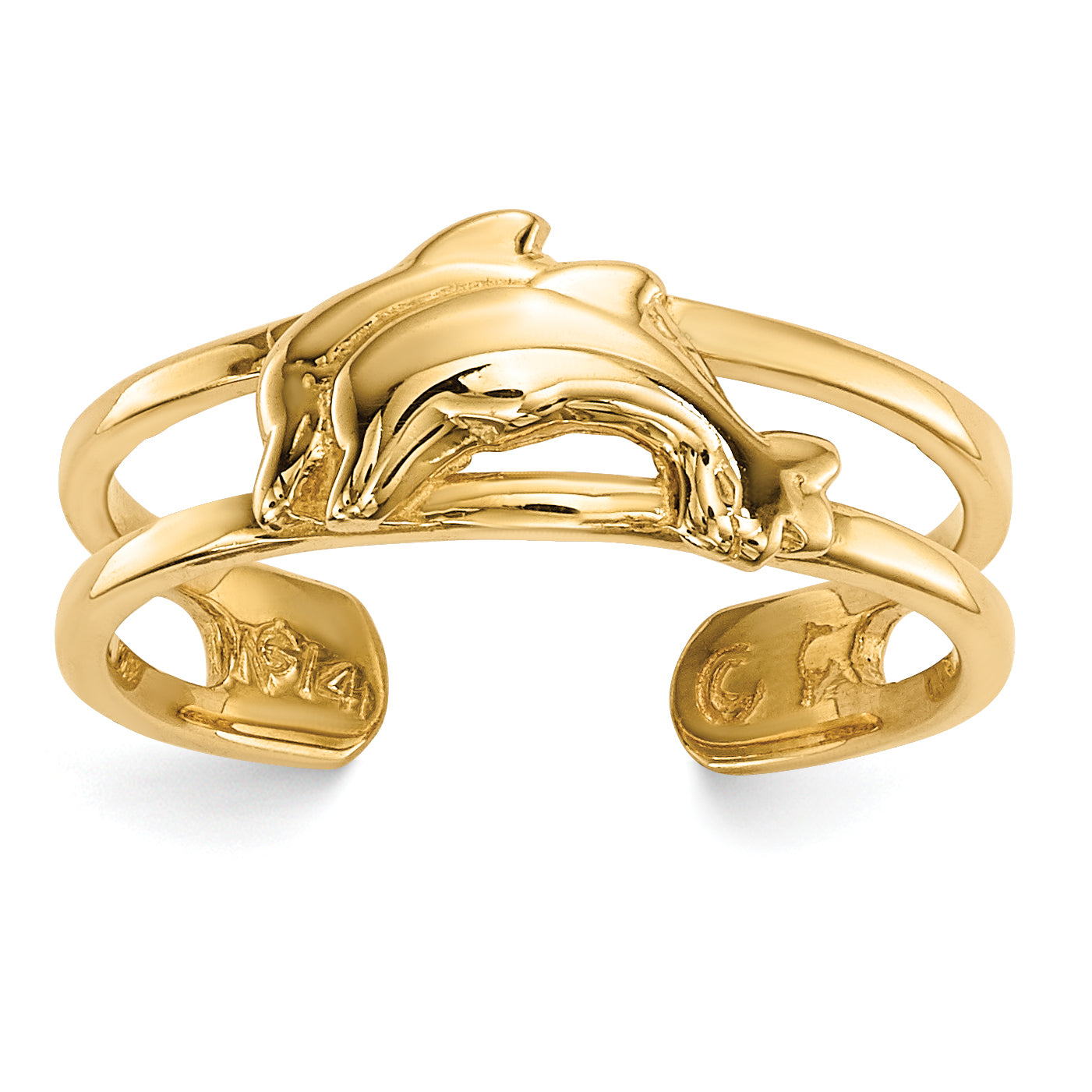 14k Two Dolphins Toe Ring R569