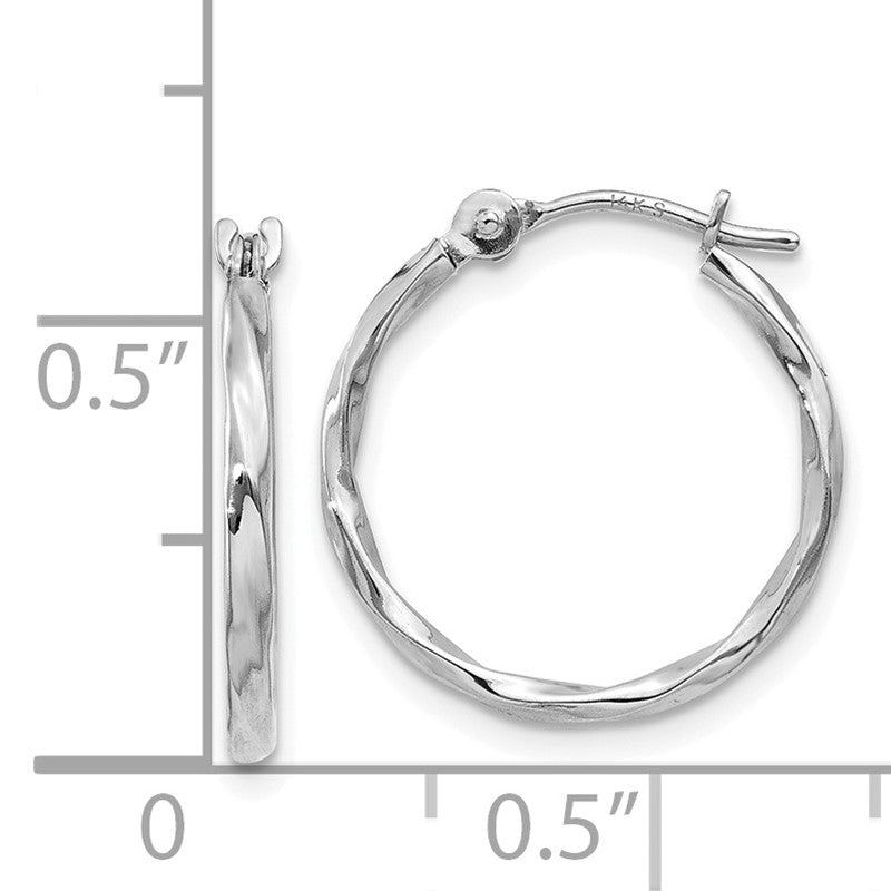 14k White Gold Twisted Hoop Earrings YE1501