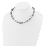 14k White Gold 8-9mm Grey Rice Freshwater Cultured Pearl 16 inch Necklace XF415