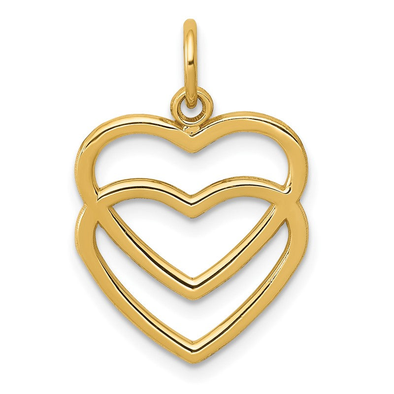 14K Polished Double Heart Pendant K2548