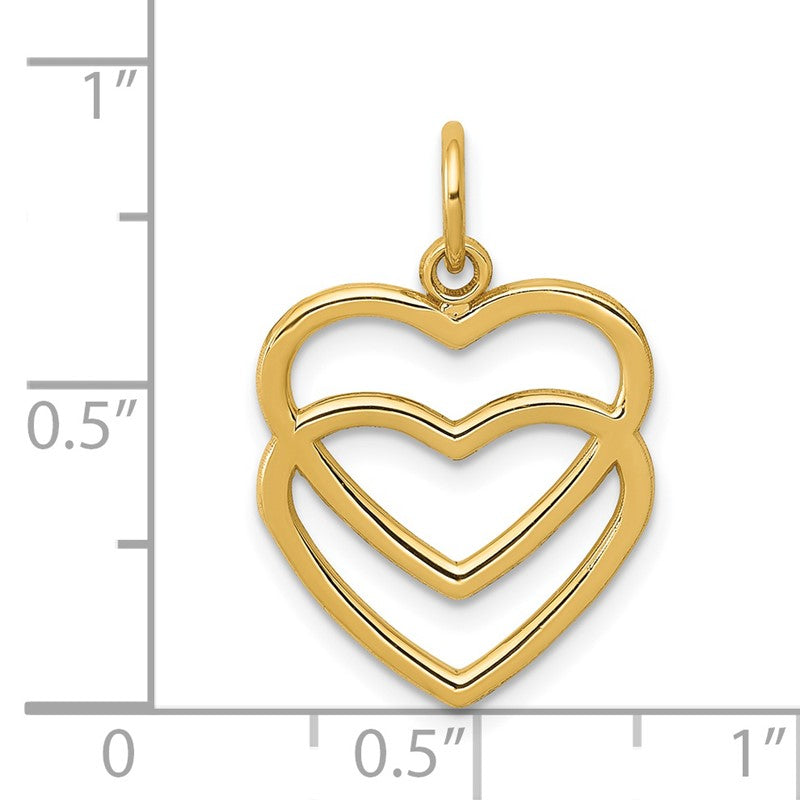 14K Polished Double Heart Pendant K2548