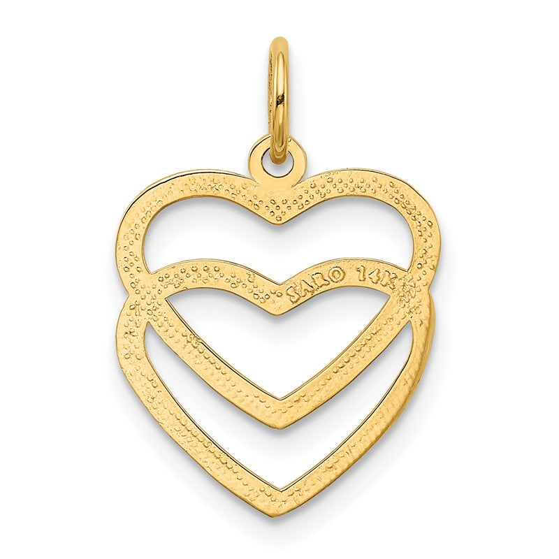 14K Polished Double Heart Pendant K2548