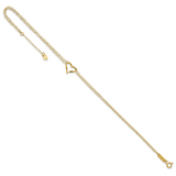 14k Double Strand Chain and Twisted Heart 9 inch Plus 1 inch Extender - Total 10 inch Anklet ANK173