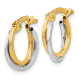 14k Two-tone Polished Hollow Hoop Earrings TL697