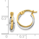 14k Two-tone Polished Hollow Hoop Earrings TL697