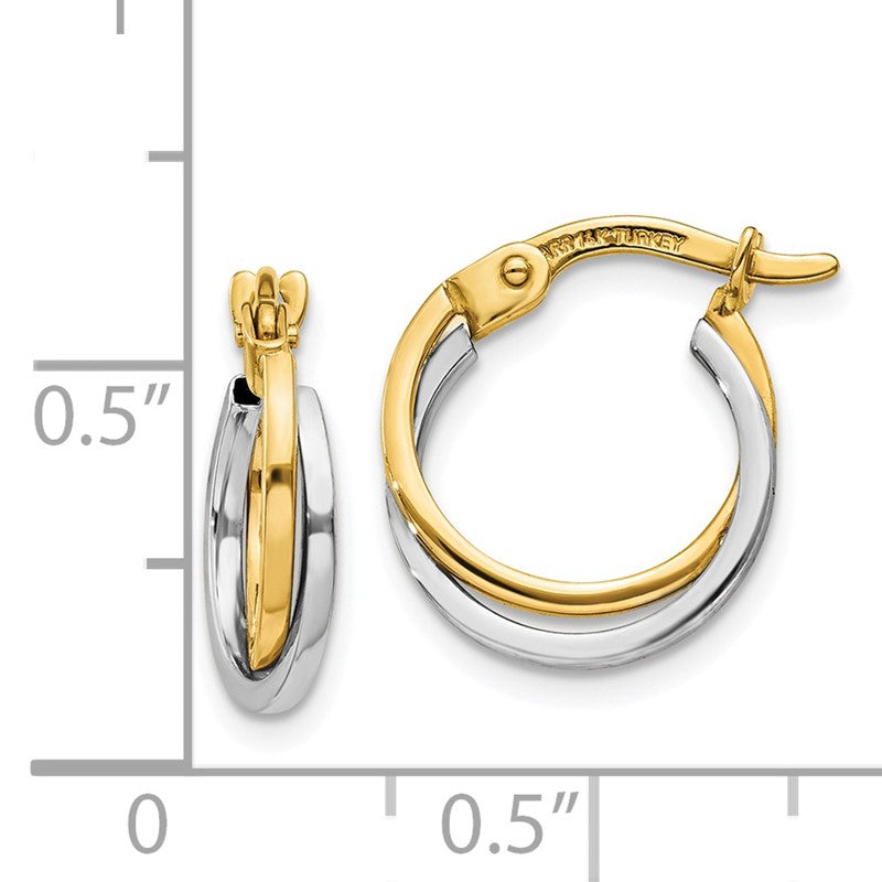 14k Two-tone Polished Hollow Hoop Earrings TL697