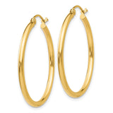 14k 2x30mm Polished Lightweight Tube Hoop Earrings T914L