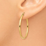 14k 2x30mm Polished Lightweight Tube Hoop Earrings T914L