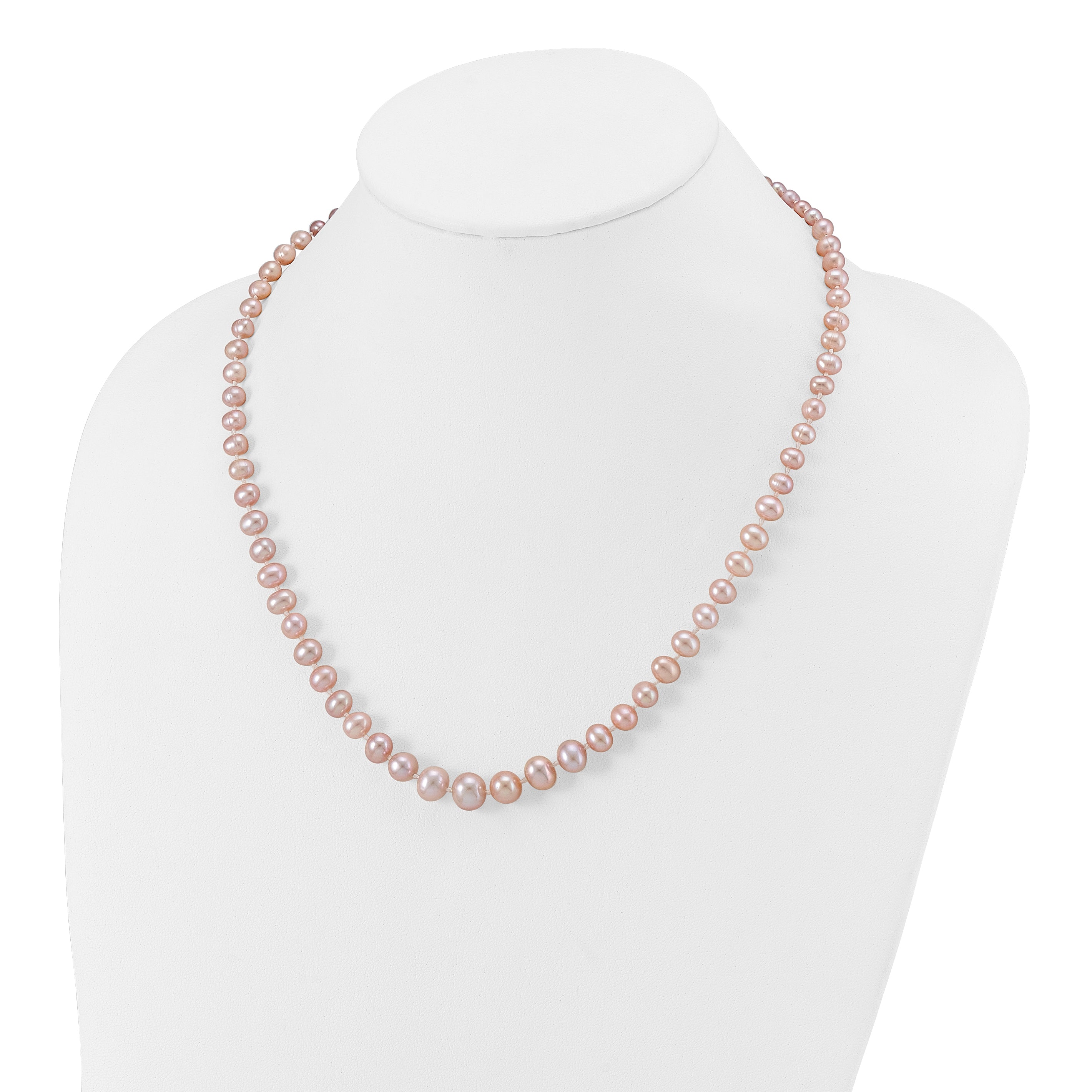 14k 4-8mm Purple Freshwater Cultured Pearl Graduated 18 inch Necklace XF388