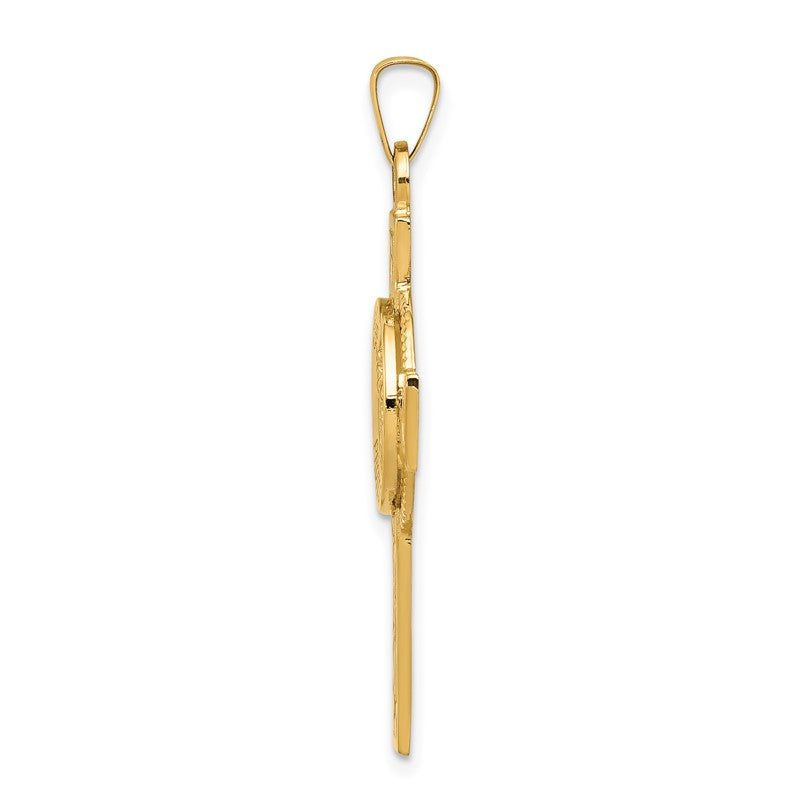 14k Polished Cross with St. Christopher Medal Pendant REL107