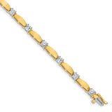14k Two-tone Complete 2.75 carat Round AA Diamond Curved Bar Link 7 inch Tennis Bracelet X2363AA