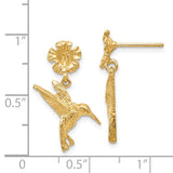 14k Hummingbird Dangles from Flower Post Earrings TC624