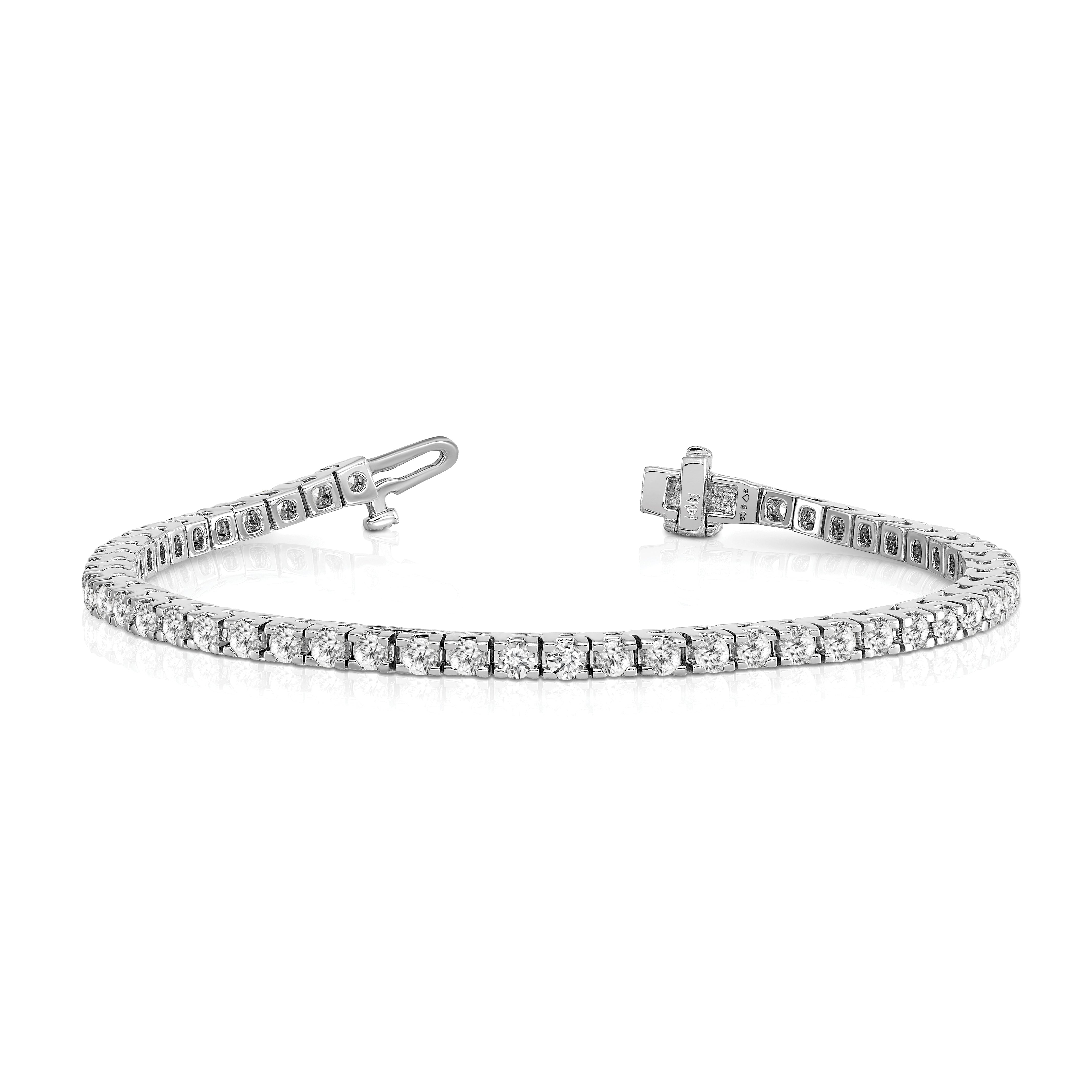 14k White Gold Complete 4.1 carat Round A Diamond 4-prong 7 inch Tennis Bracelet X733WA