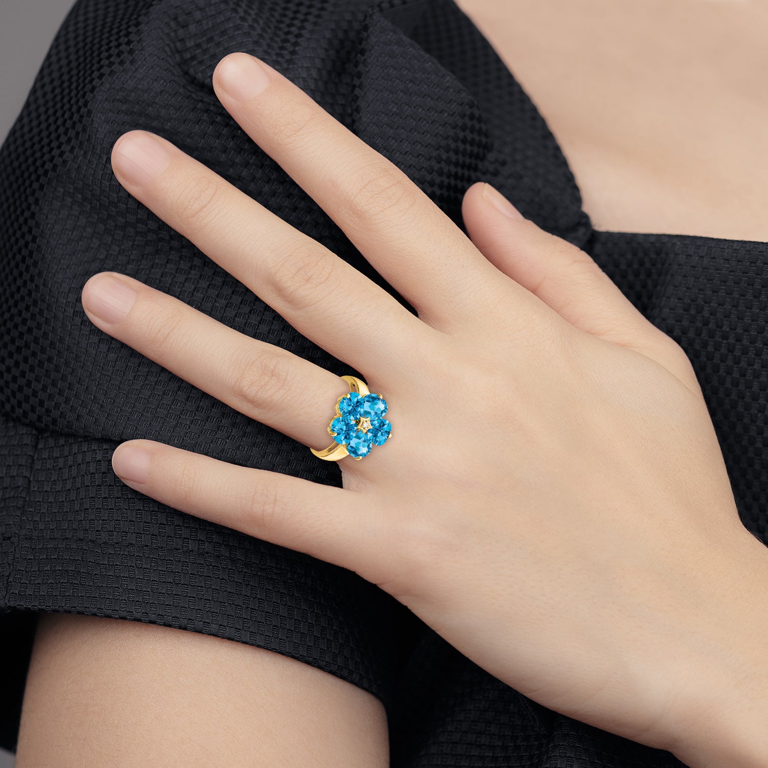 14k 6mm Heart Blue Topaz A Diamond ring Y4583BT/A