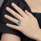 14k 6mm Heart Blue Topaz A Diamond ring Y4583BT/A