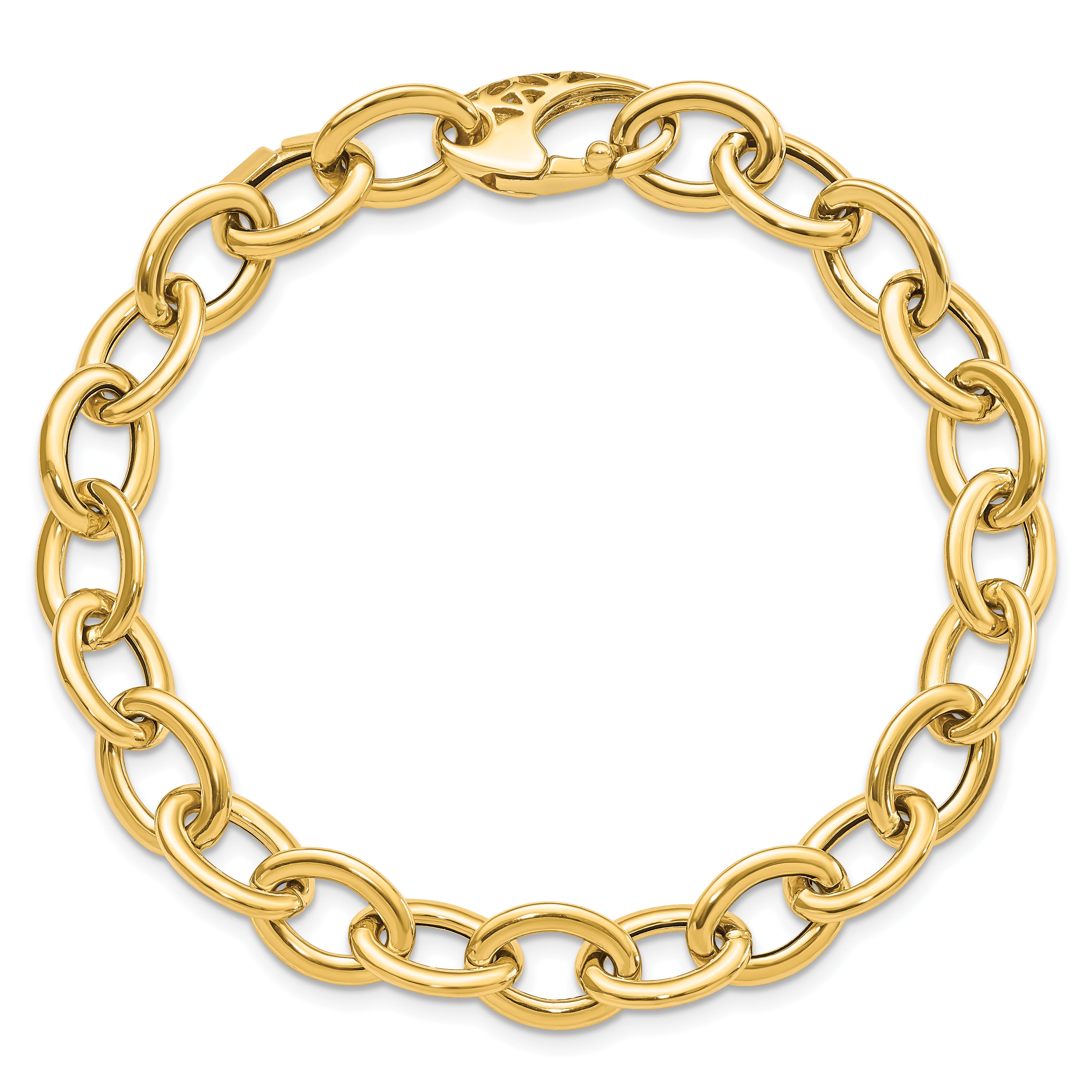 14k Polished 9.3mm Fancy Oval Link 8.5 inch Bracelet SF2371