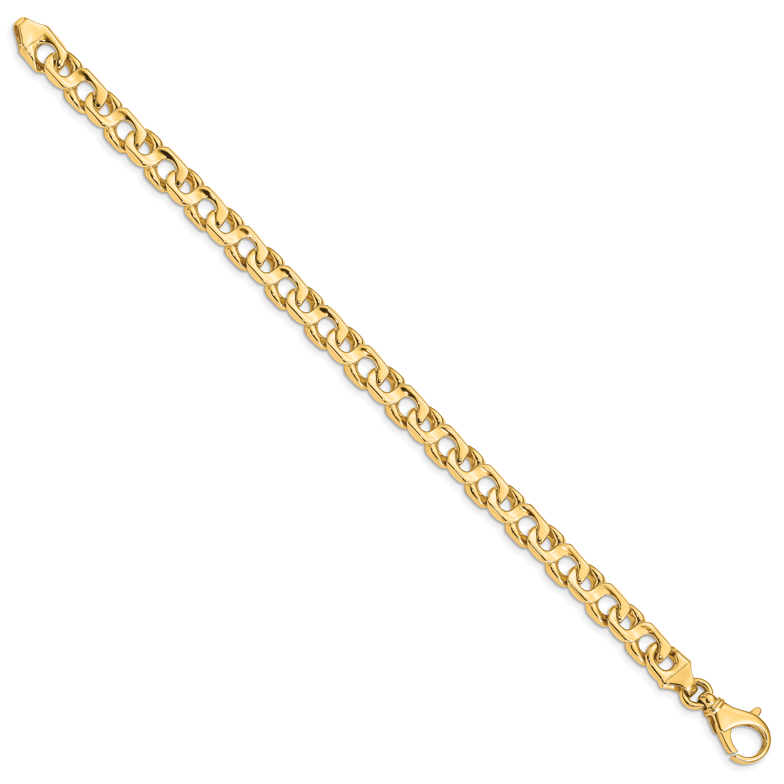 14K 20 inch 7.4mm Hand Polished Fancy Link with Fancy Lobster Clasp Chain LK178