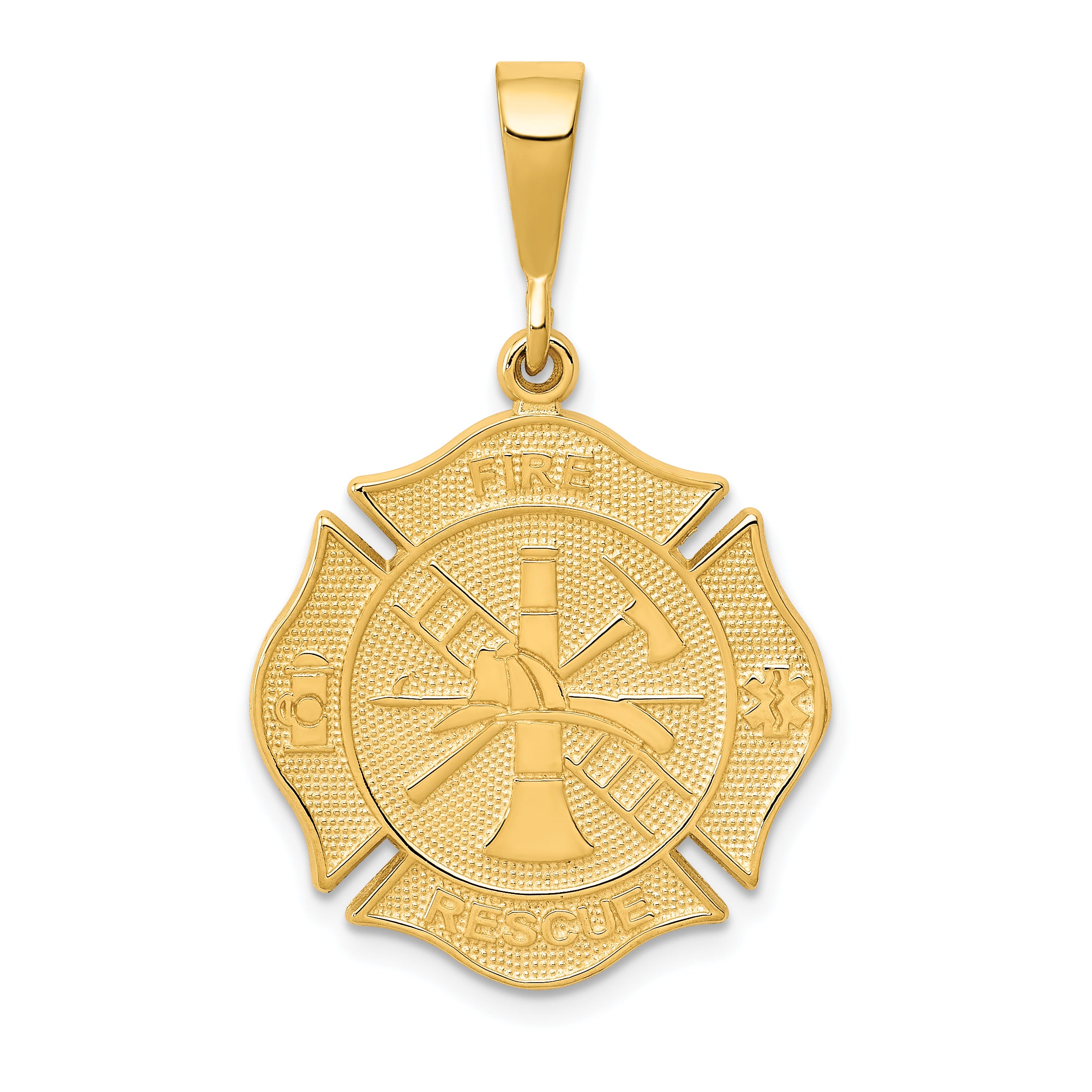 14k FIRE RESCUE Badge Pendant C1790