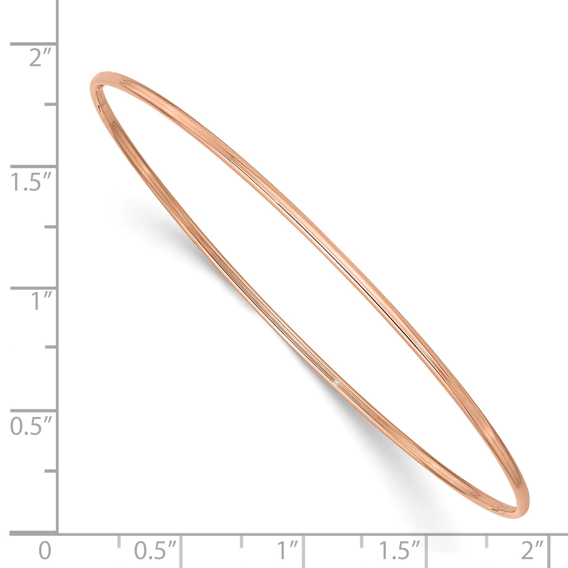 14k Rose Gold Polished 1.50mm Slip-on Round Bangle Bracelet DB539
