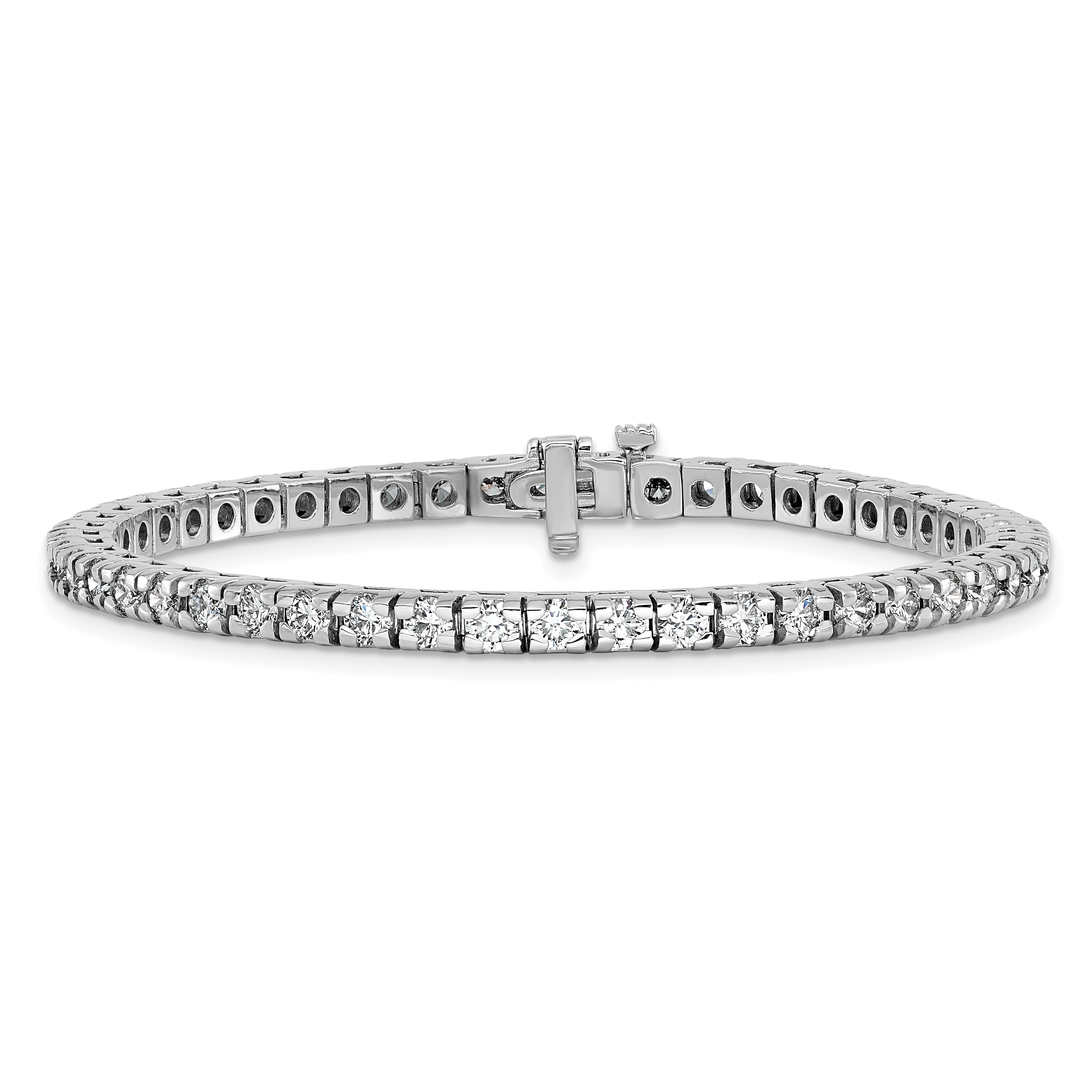 14k White Gold Complete 4.65 carat Round A Diamond 4-prong 7 inch Tennis Bracelet X734WA