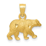 14K Satin Diamond-cut Bear Pendant K3320