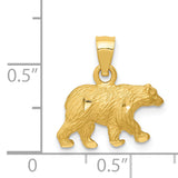 14K Satin Diamond-cut Bear Pendant K3320