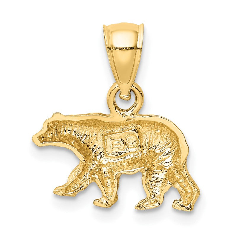 14K Satin Diamond-cut Bear Pendant K3320