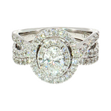 2.20 CTW Oval & Round Diamond Cluster Ring in 14K White Gold