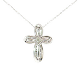 14K White Gold Lady's Diamond Cross Pendant (0.10 TWT)